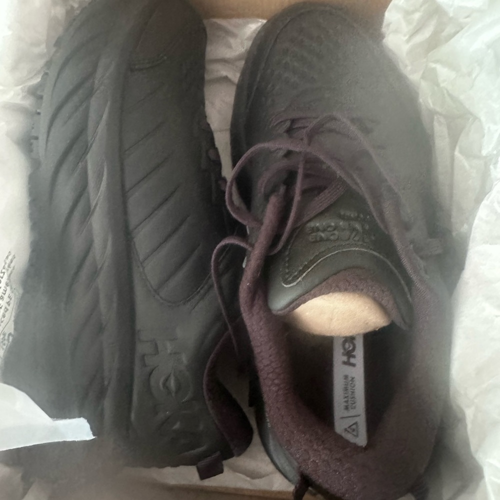 Hoka Black/ Plum Sneakers supportive sole for all day comfort.